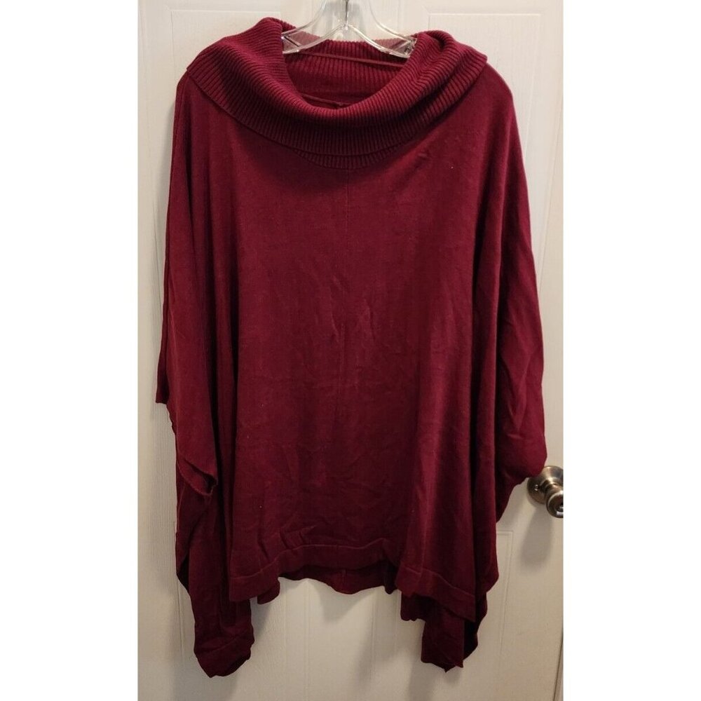 NWT Croft & Barrow Red Cowl Neck Poncho Sweater Casual Women's Plus Size 0X/1X